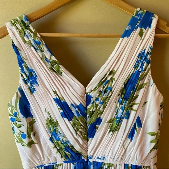Boden Women’s Serena Swishy Pink Blue Floral Dress V Neck Size 6R - Picture 5 of 13